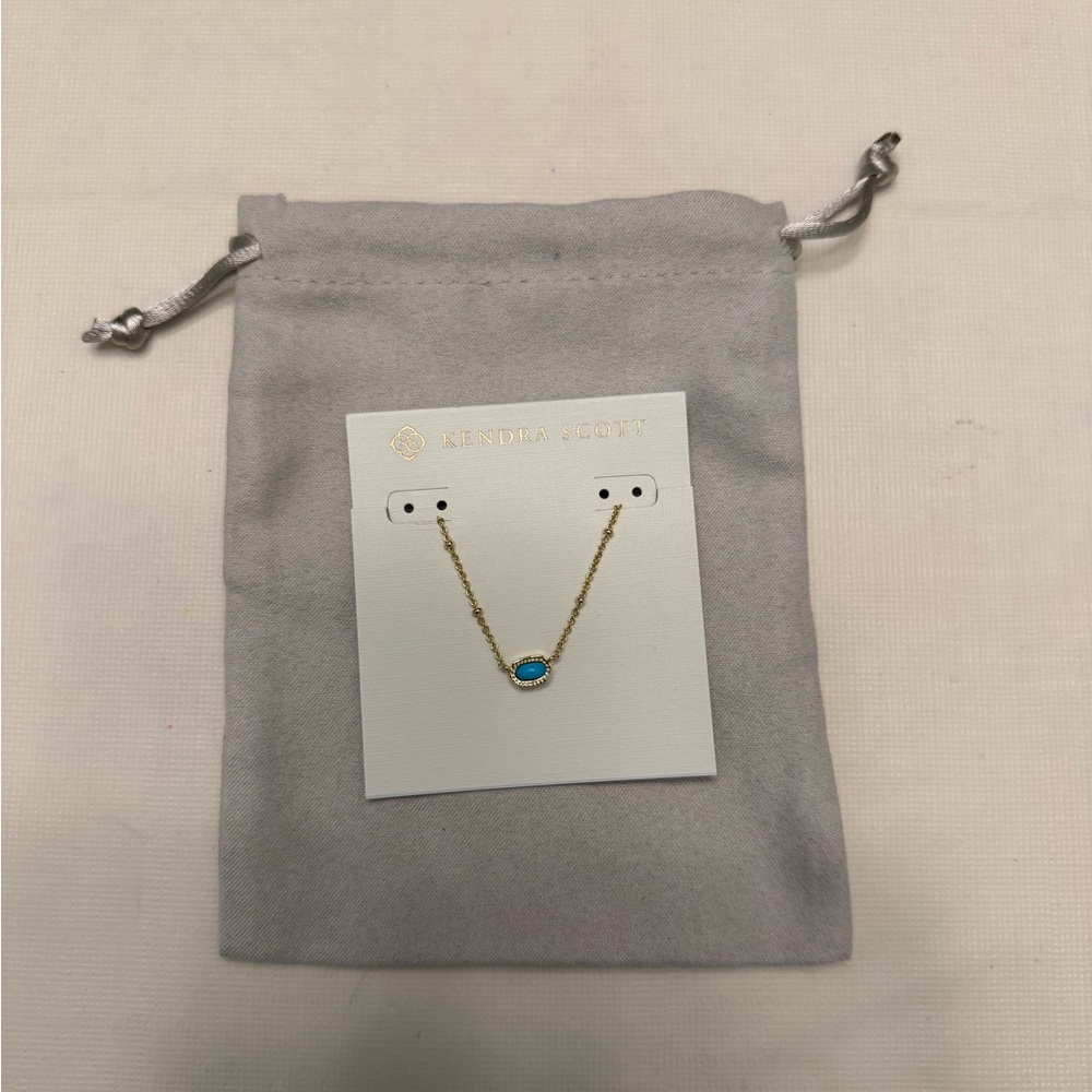 Kendra Scott Mini Elisa Gold Satellite Short Pendant Necklace in Turquoise